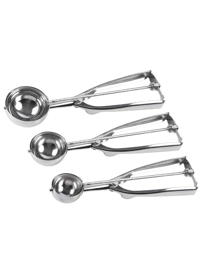 Stainless Steel Cookie Scoop Set Ice Cream Scooper with Trigger Release - 3 Pack - Image 1